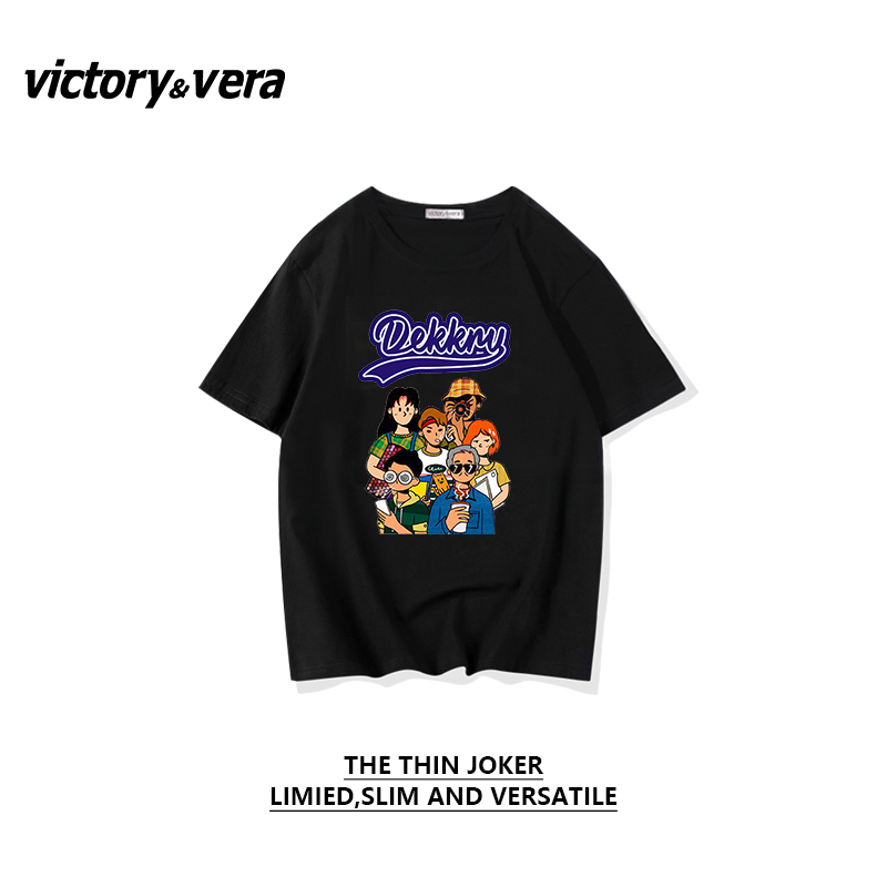Victory&vera潮牌美式短袖T恤女oversize夏百搭复古卡通印花上衣