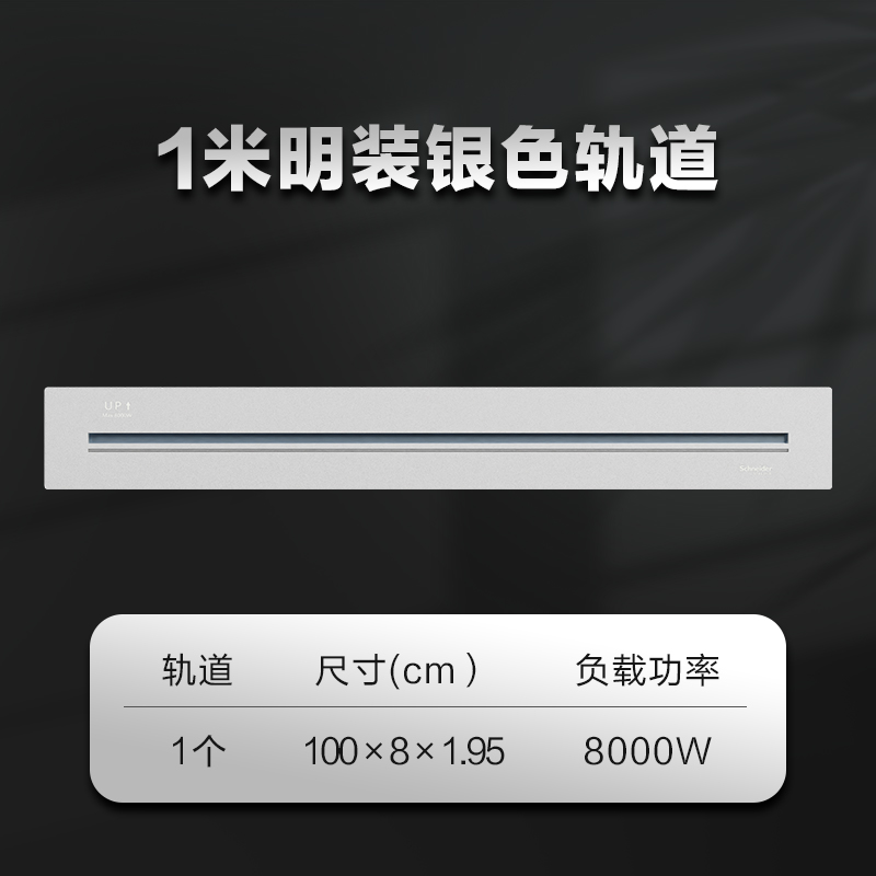 (新品)施耐德轨道插净意系列明装暗装家用可移动厨房专用餐边柜五孔面板轨道接线插座 明装电力轨道1米_星空银 净意轨道