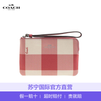 [直营]蔻驰(COACH) 经典格纹涂层帆布 拉链款零钱包手拿包钱包女包