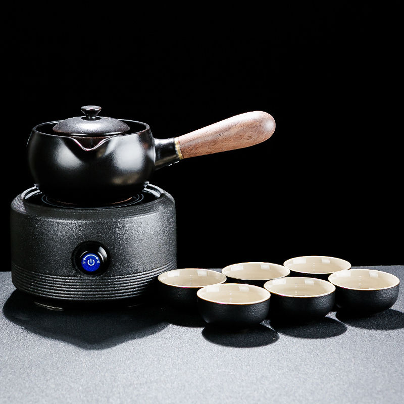陶瓷煮茶器黑茶煮茶壶黄金蛋侧把壶日式泡茶壶花茶壶家用电热电陶炉福
