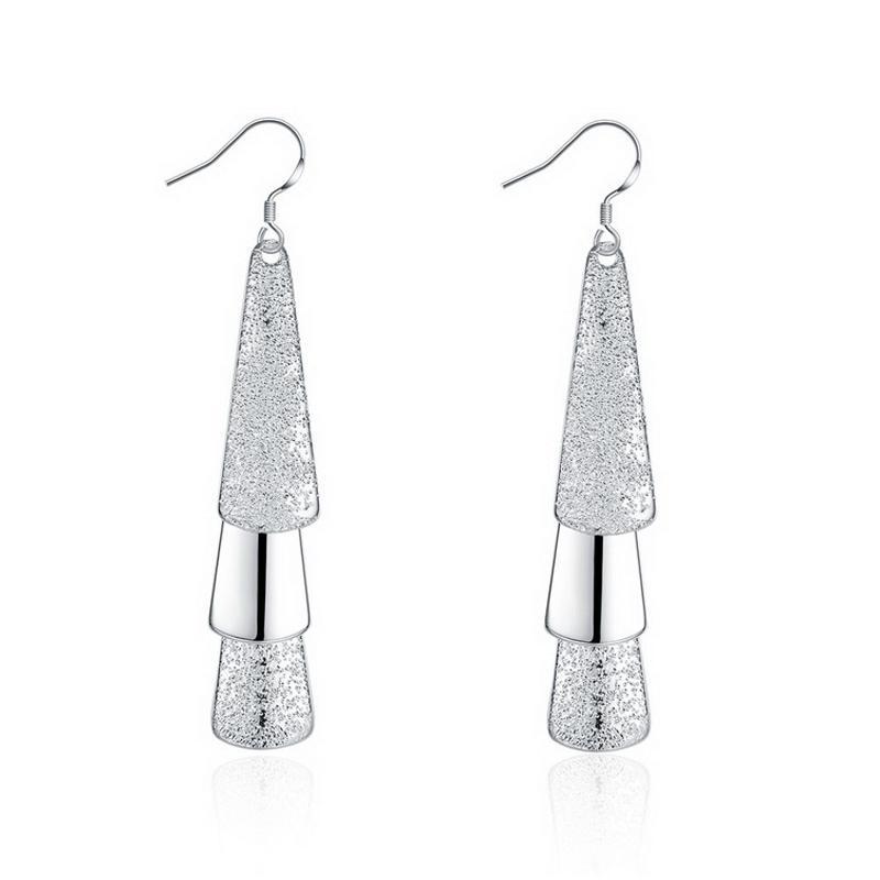 Women silver plated earring镀925纯银长款时尚大气耳环耳饰E015