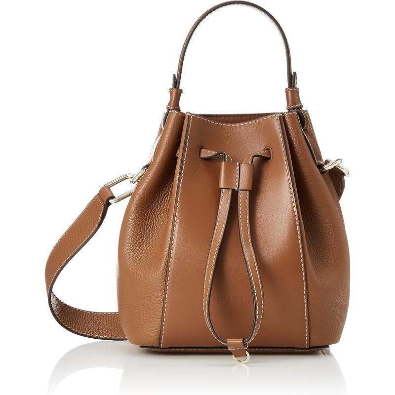 FURLA女士迷你水桶包软牛皮抽绳设计可调节肩带多场景实用手提斜高清大图