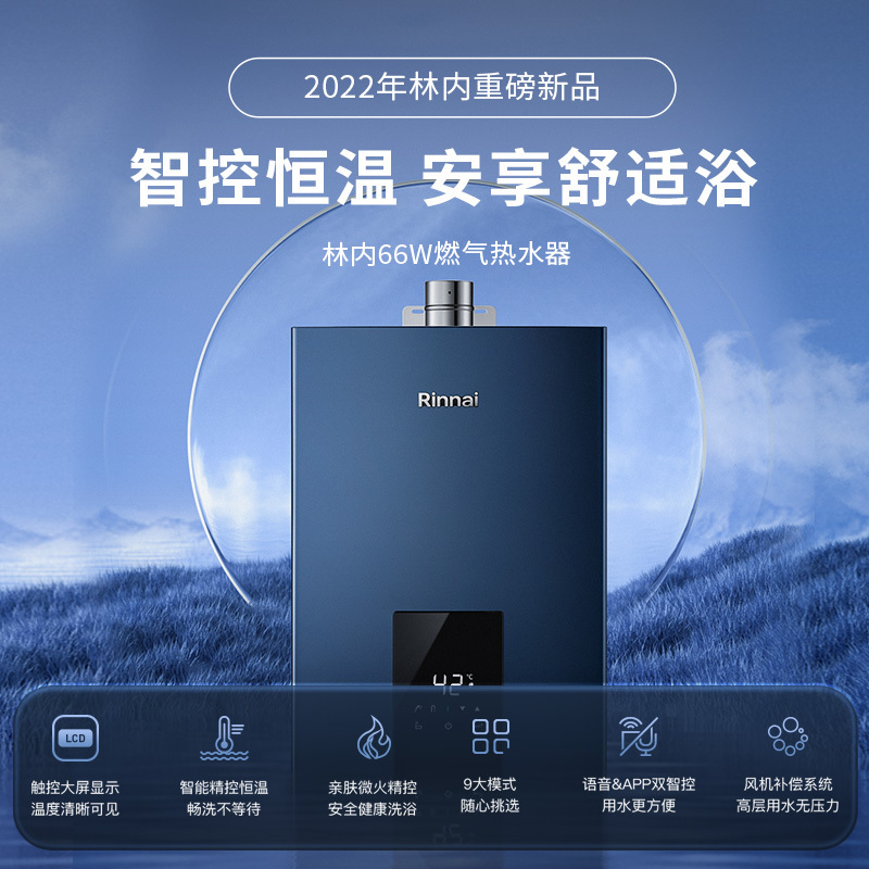 林内(Rinnai) 16升燃气热水器 JSQ31-D66W*家用天然气 语音智控 恒温防冻大水量