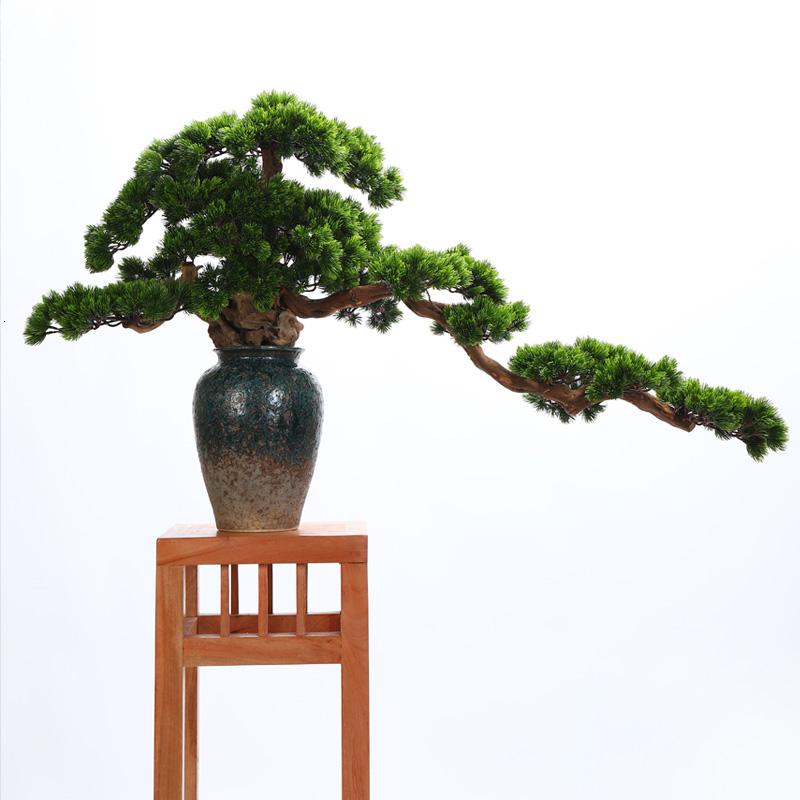 美帮汇复古仿真迎客松盆景家居摆件客厅玄关软装绿植样板间陶瓷摆件高清大图
