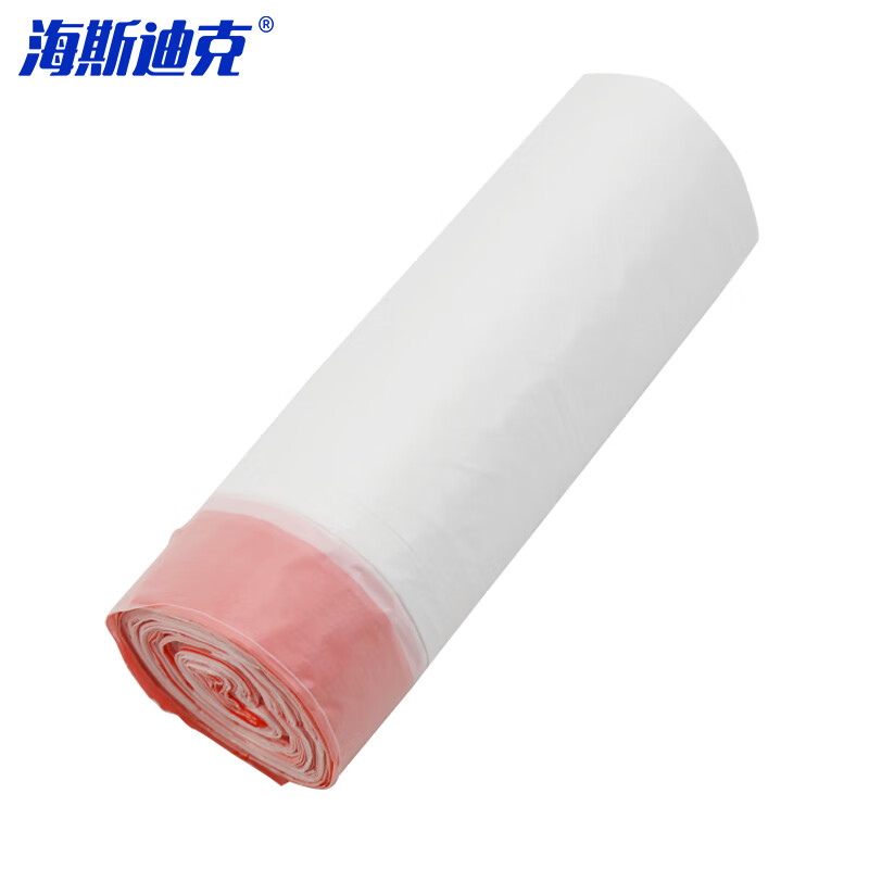 海斯迪克 抽绳垃圾袋 HKZX-55 45*50cm 加厚白袋红绳 20只 1卷高清大图