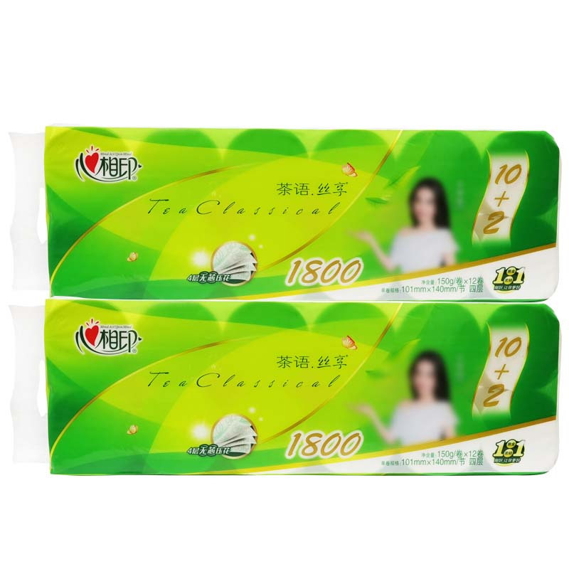 心相印四层实心卫生纸rw912101140mm节150克卷12卷提一提装