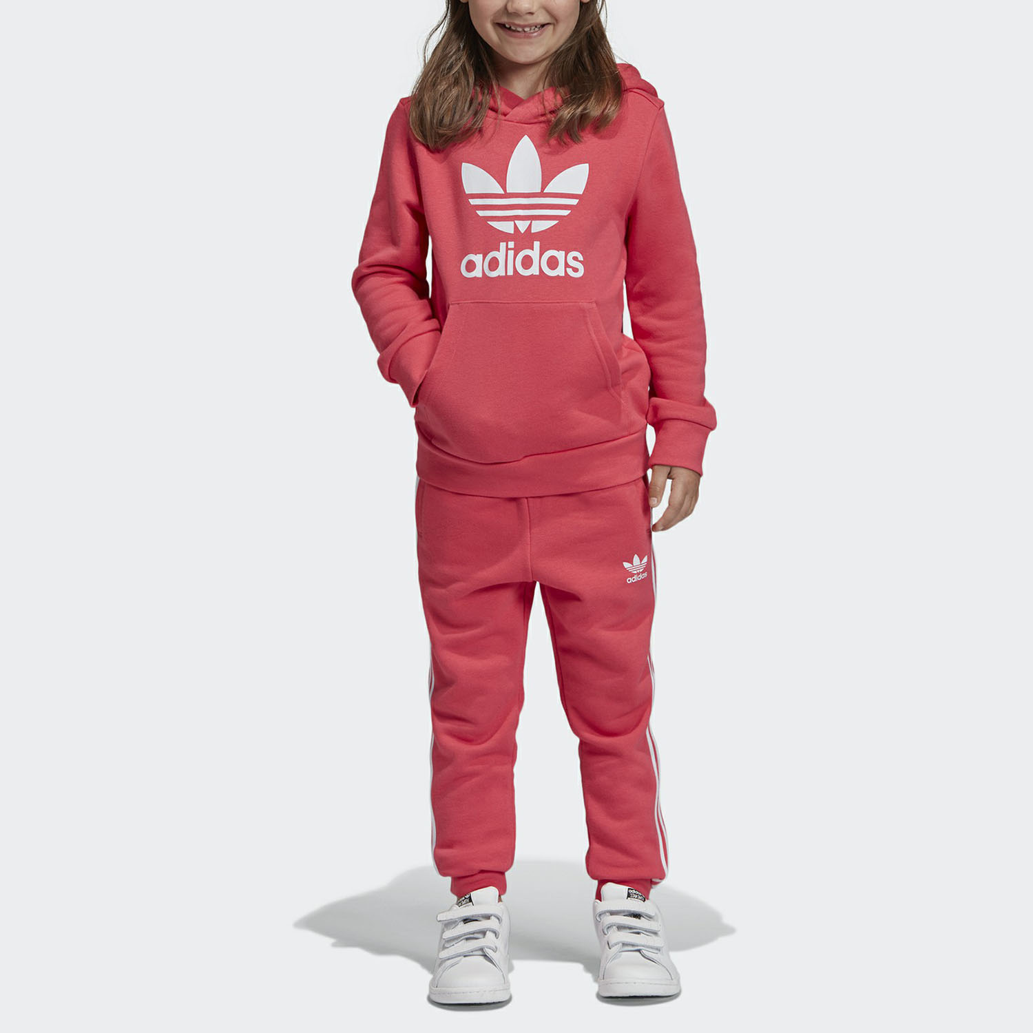 adidas阿迪达斯 trefoil hoodie 三叶草女童休闲套装fr3832 sz参数配