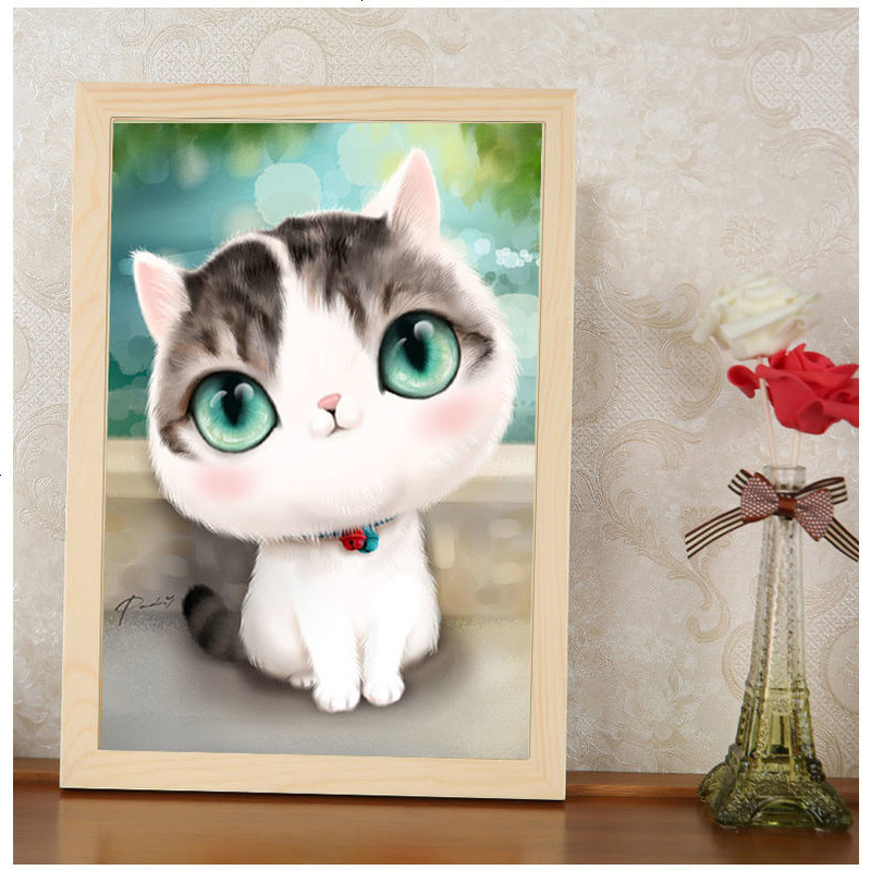 钻石画满钻卧室卡通动物diy可爱猫咪点钻石十字绣粘贴钻绣砖石画