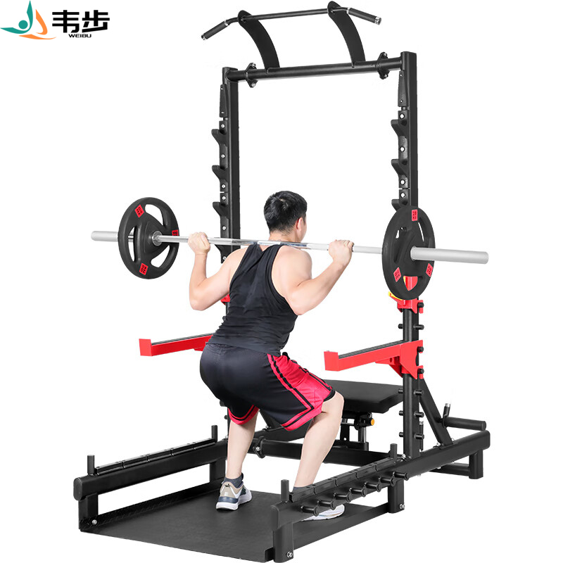 韦步健身房机商用深蹲卧推架一体多功能臀冲器械臀部臀桥训练器 多功能机+2.2米杆+50公斤片高清大图