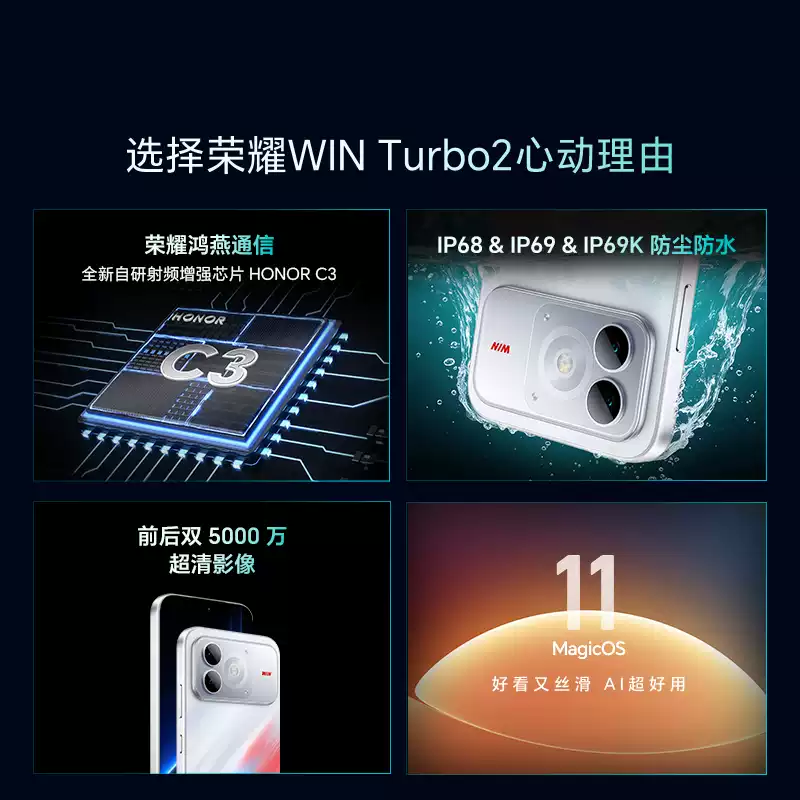 [全新]荣耀WIN Turbo2 8+256GB 指定赢 白 第四代骁龙8s版 12070大电池 5000W超清影像 支持NFC 红外 90W充电 手机高清大图