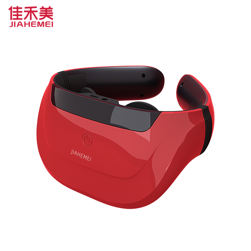 佳禾美颈椎按摩器电动智能脖子肩颈部家用办公室经络电脉冲护颈仪热敷富贵包U型枕充电便携送礼按摩仪[四头-遥控款-红色]