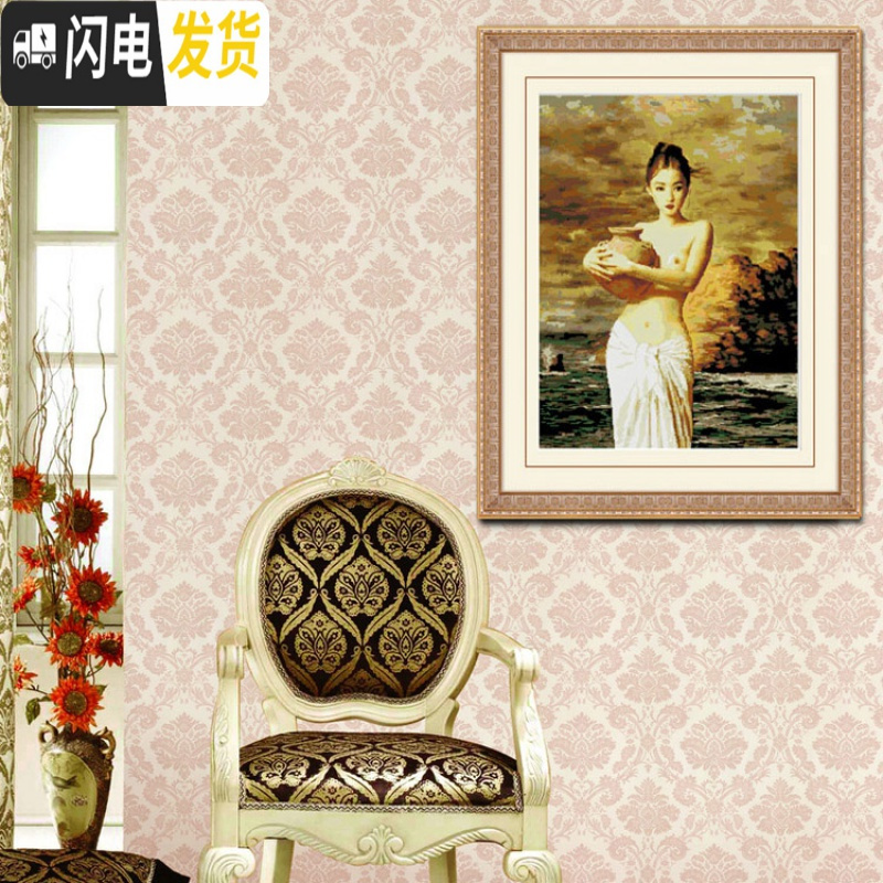 三维工匠5D陶美人十字绣抱陶女十字绣醉美人少女美女韵油画人 3号紫衣抱陶女65X80棉线28,丝线38元改价(5D立体绣高清大图