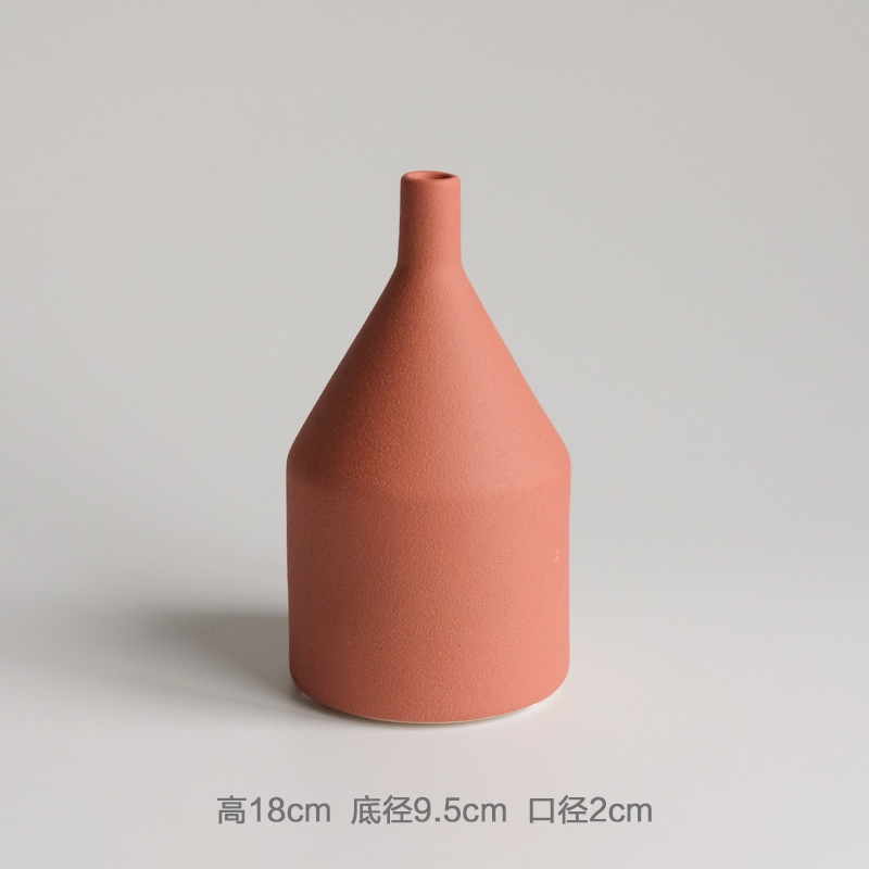莫兰迪色彩色磨砂亚光设计师样板房间干花ins北欧式摆件陶瓷花瓶 三维工匠 一套7个组合