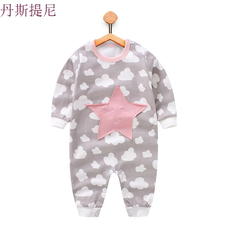 婴儿连体衣秋季衣服新生儿纯棉爬服3-4月男女宝宝纯棉衣服可开裆