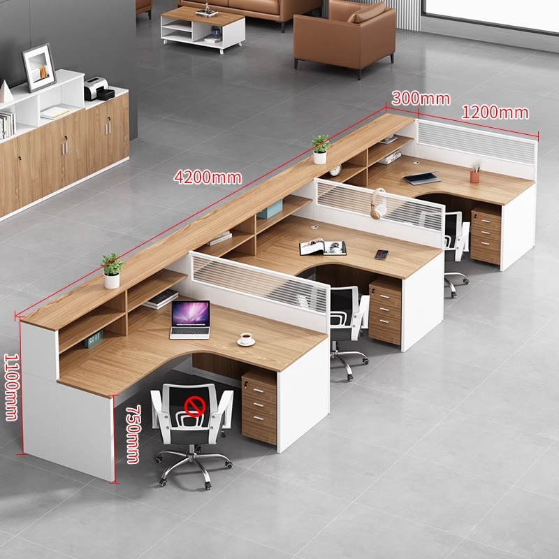 珂攸洋屏风工位桌椅组合 办公桌三人位4200*1500*1100mm含3柜套