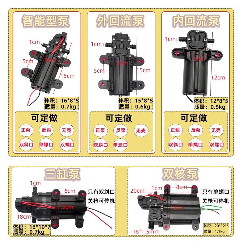 农用电动喷雾器电机水泵虎跃12v高压电喷雾器电喷壶配件抽水神器 活动款
