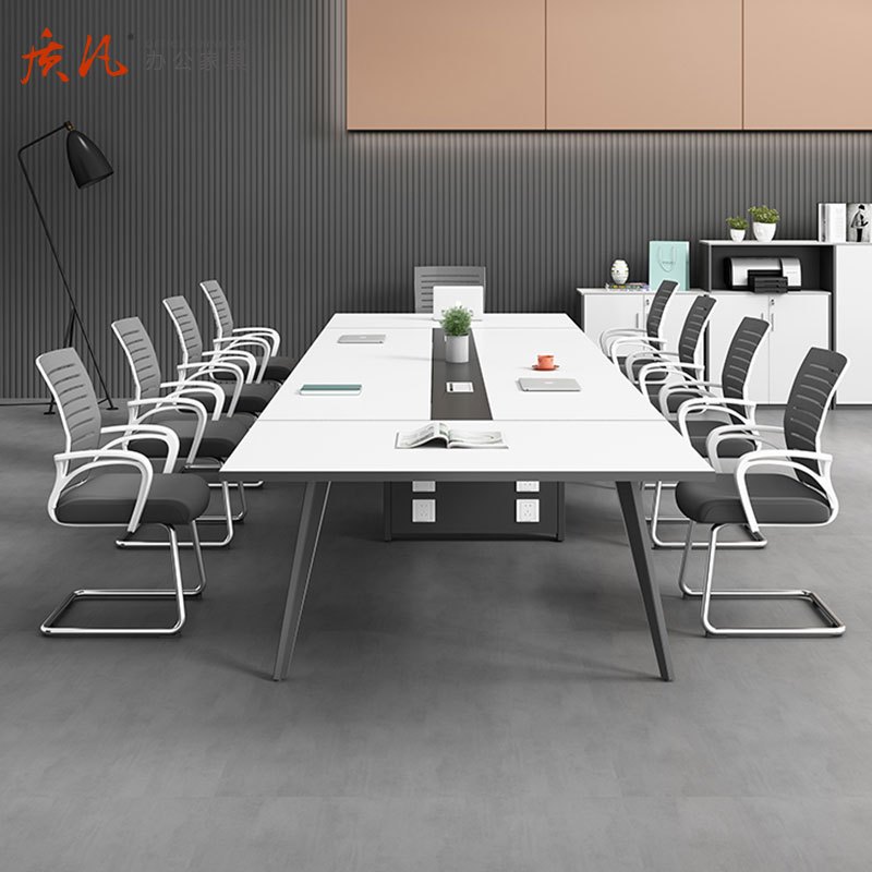 质凡 钢架会议桌长条桌简单现代会议桌 4000*1500*750