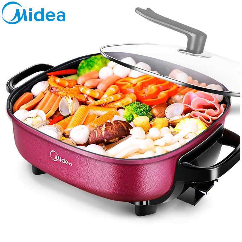 美的(Midea) 电火锅 MC-LHN30D大功率家用韩式多功能电热锅6L一体可涮煎烤炒锅多功能火锅不易粘支持温度调节