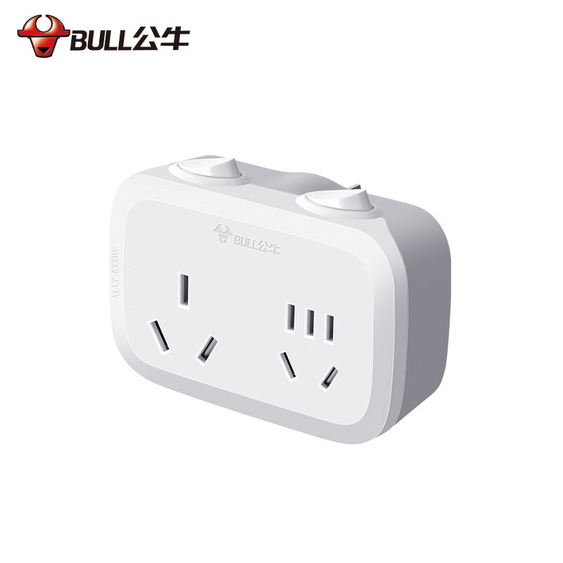 公牛(BULL)大功率一转二插座/一转多分控转换插头 2位分控开关无线转换插座 GN-9323D