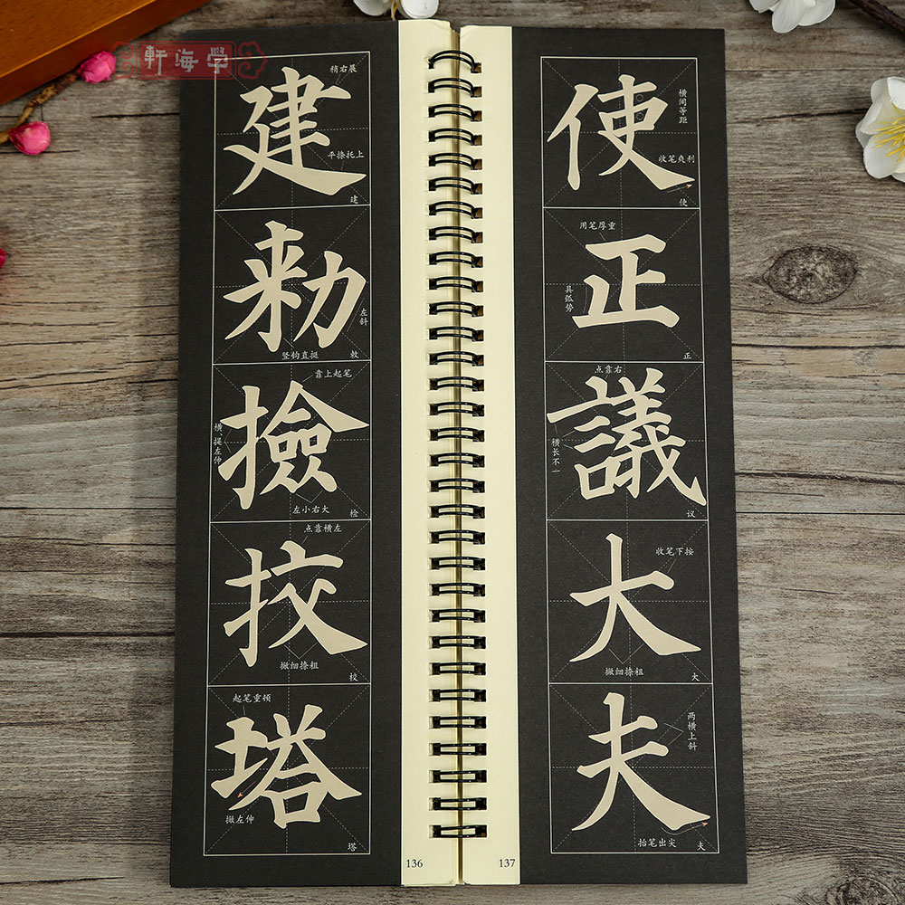 [正版]学海轩共3本颜真卿多宝塔碑上中下入门放大版近距离临摹字卡米字格简体角注扫码看视频教学成人初学者颜体楷书毛笔临摹高清大图