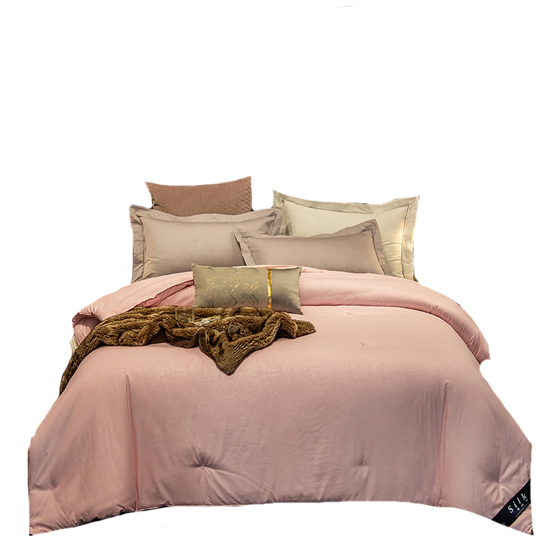 缎暮 100%纯棉贡缎提花精选桑蚕丝被双人被(配皮革手提袋)200*230CM/10斤 条