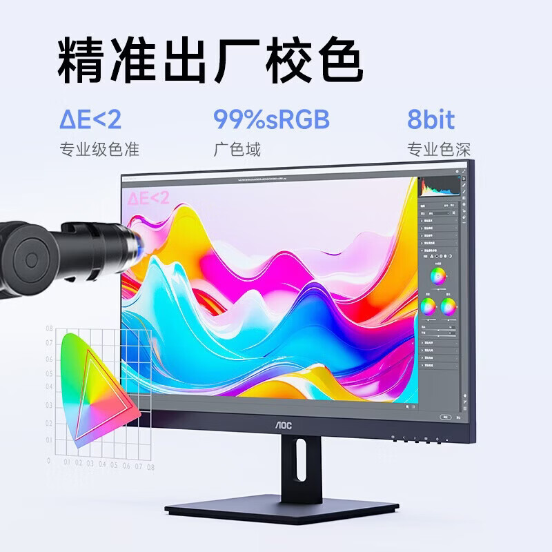 AOC Q27E12 27英寸 2K IPS广色域 低蓝光不闪屏 窄边框 家用公电脑屏幕 100Hz高刷新率高清大图