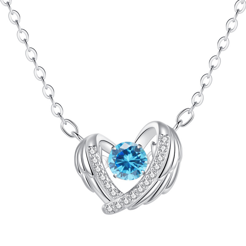 鑫铂尼925银灵动爱心翅膀吊坠天使套链高级感礼物送女友生日纪念情人