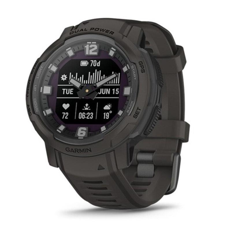Garmin太阳能充电续航智能运动手表男女款户外军规耐用防水 Dark_gray