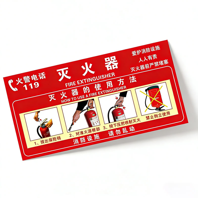 晨以橙 灭火器使用方法标识牌 30*15cm 张高清大图