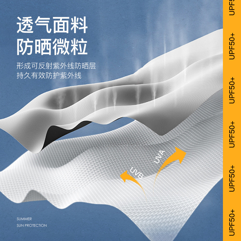 东纺拾光 DF2025 男款冰丝透气防晒袖套无指款白色 1双/包高清大图