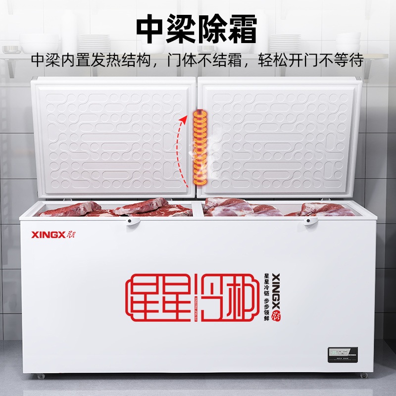 星星(XINGX)BD/BC-408GD厨房商用保鲜设备卧式冷柜单温冷藏冷冻转换家用大容量-35℃深冷速冻超市丸子雪糕柜