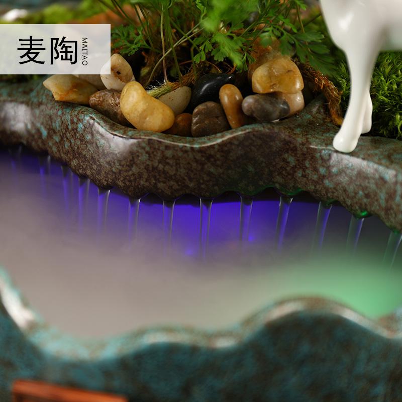 美帮汇新中式禅意流水器喷泉加湿器办公室桌面装饰摆件开业送礼高清大图
