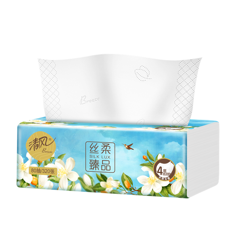 清风 花萃丝柔4层80抽/包S(无香新包装)BR41SHCE3 18包*1箱高清大图