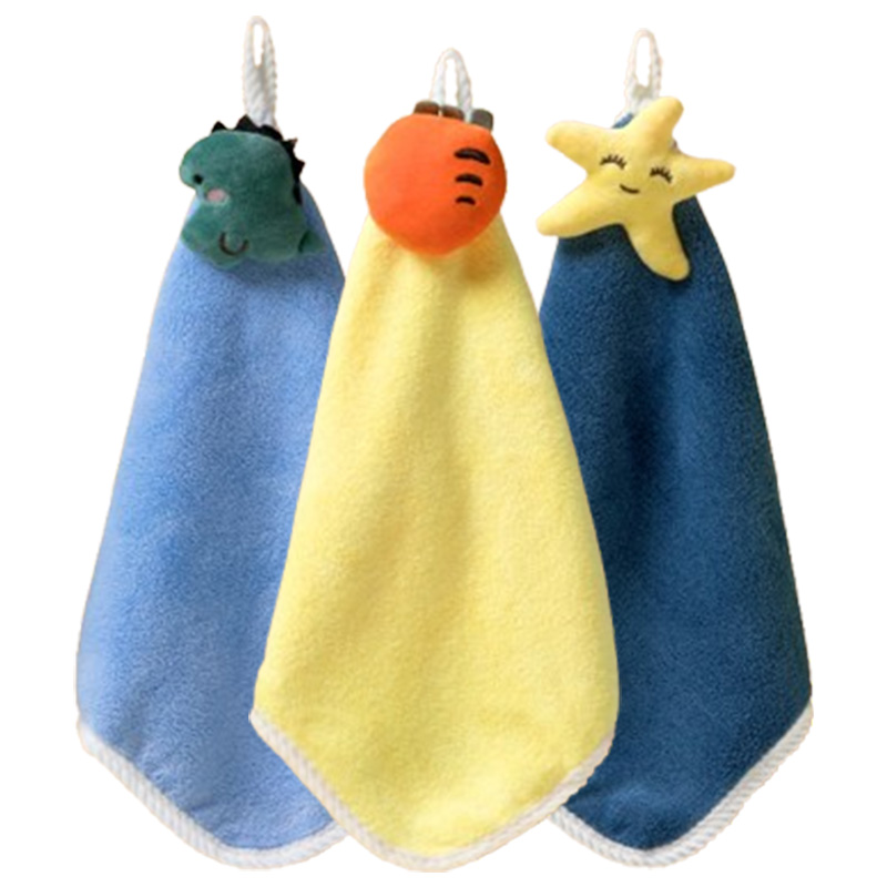 茶花手巾珊瑚绒加厚吸水可悬挂立体造型小方巾227001(颜色随机)