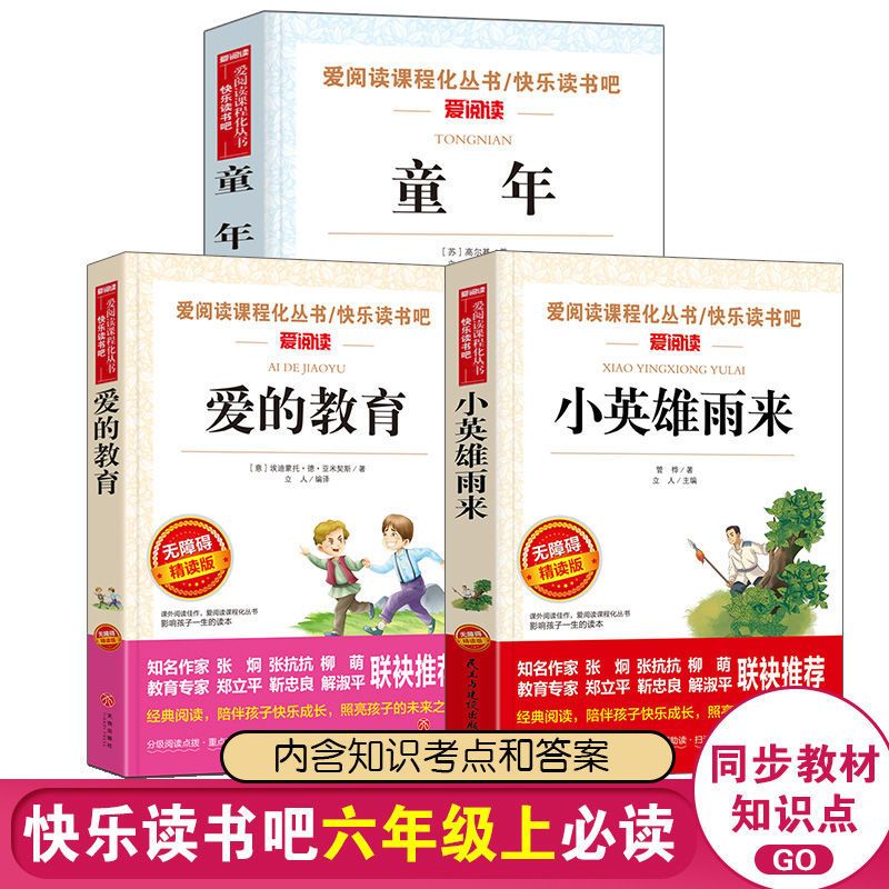 (简版)爱的教育 老师推荐 爱的教育小英雄雨来童年全3册六年级必读正版课外阅读书