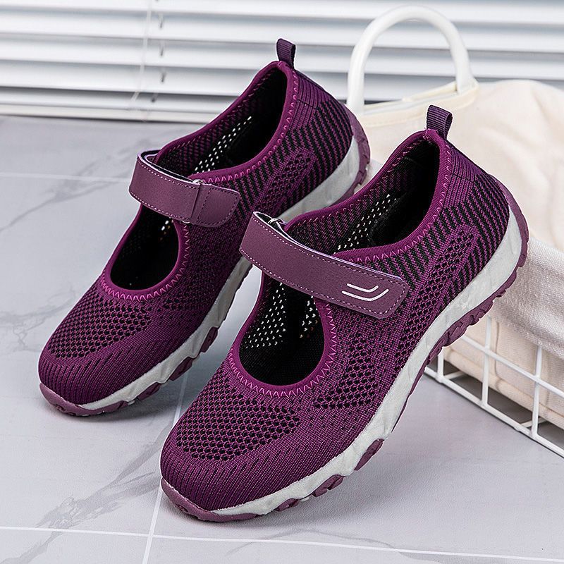 足力健老人鞋女凉鞋奶奶夏季软底中老年健步鞋网面透气防滑妈妈鞋1902