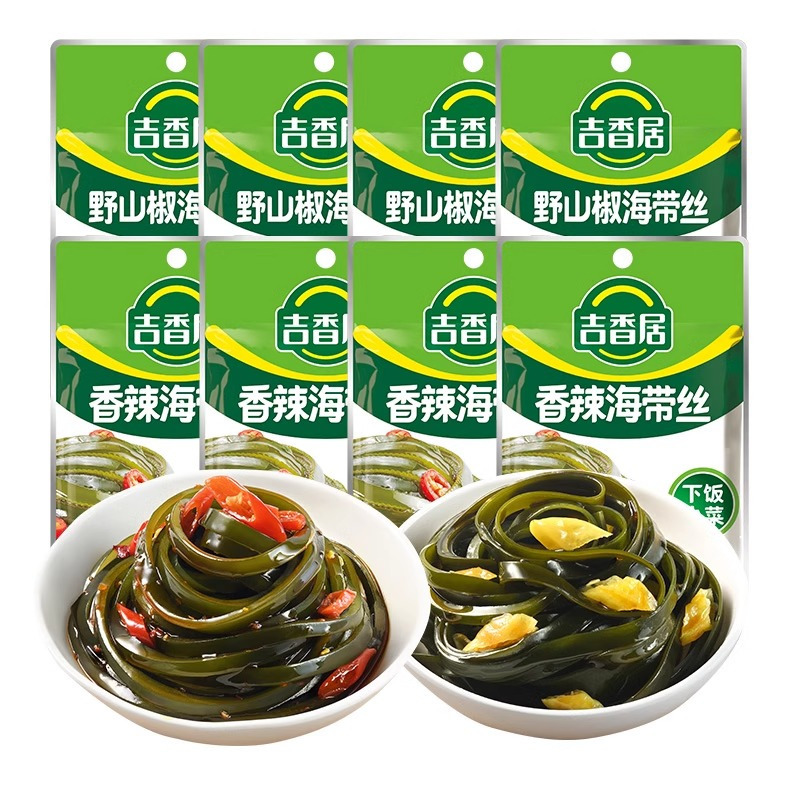 吉香居麻辣香辣野山椒芝麻海带丝下饭菜咸菜开味小菜四川泡菜88g*6