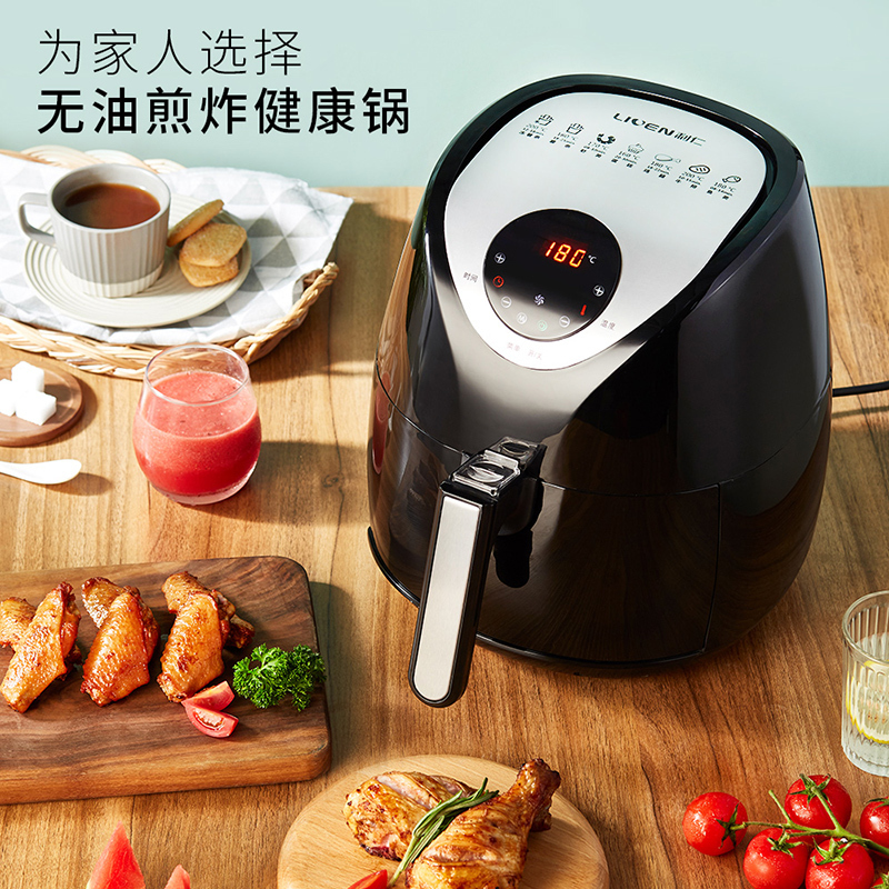 利仁(Liven)KZ-D3400 空气炸锅家用多功能无油煎炸无烟大容量双锅热空气循环不粘烤架易清洗自动断电高清大图