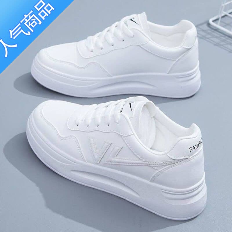 SUNTEK小白鞋女鞋2023春夏新款薄款透气网面休闲鞋学生厚底系带板鞋图片