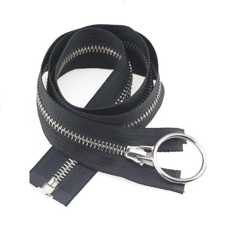 衣服拉链5号金属铜开尾羽绒服长款上衣外套圆环头拉锁扣拉链配件