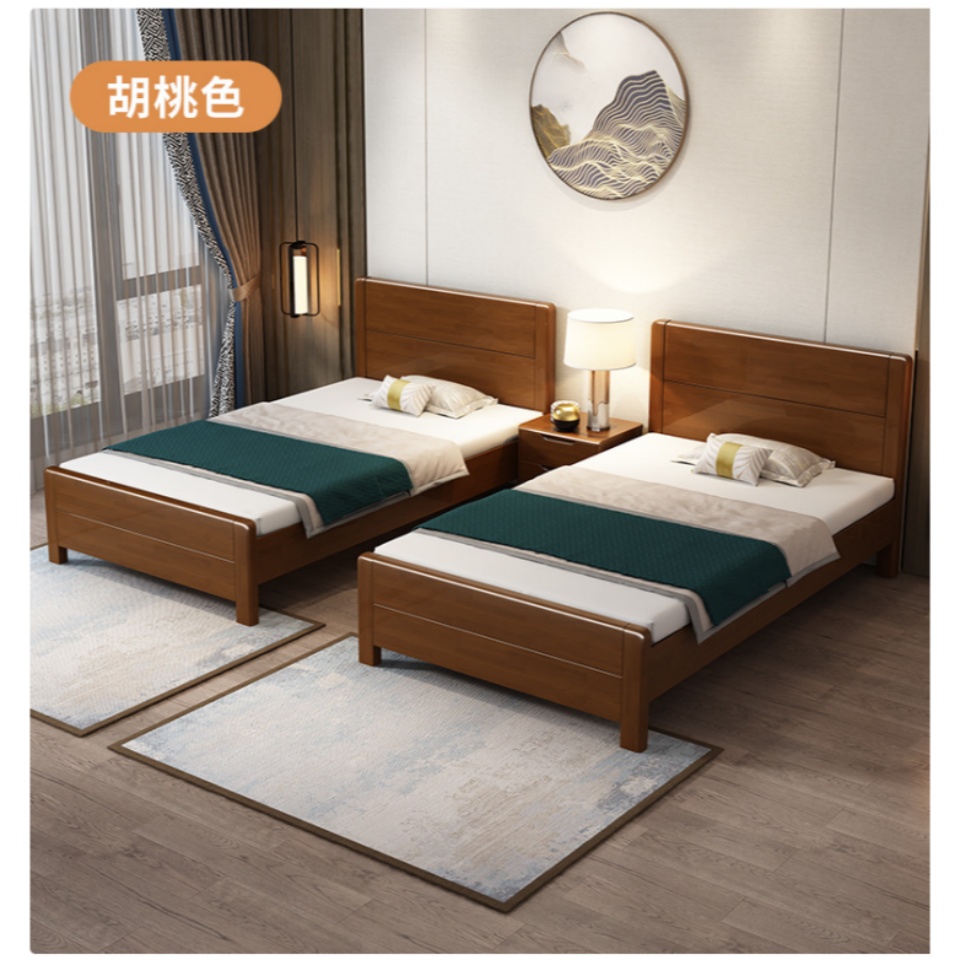 乐琪艺 实木单人床 胡桃色 2000*1350*950mm 张高清大图