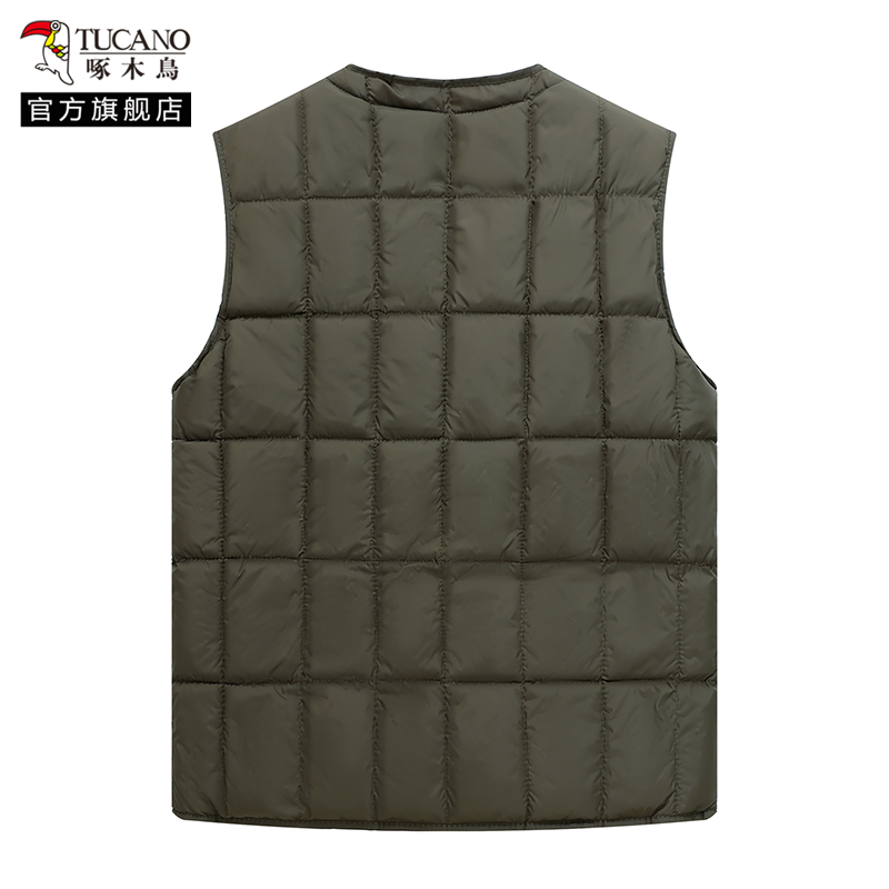 啄木鸟中老年羽绒棉马甲男士2024冬季新加绒加厚爸爸保暖背心绒0高清大图