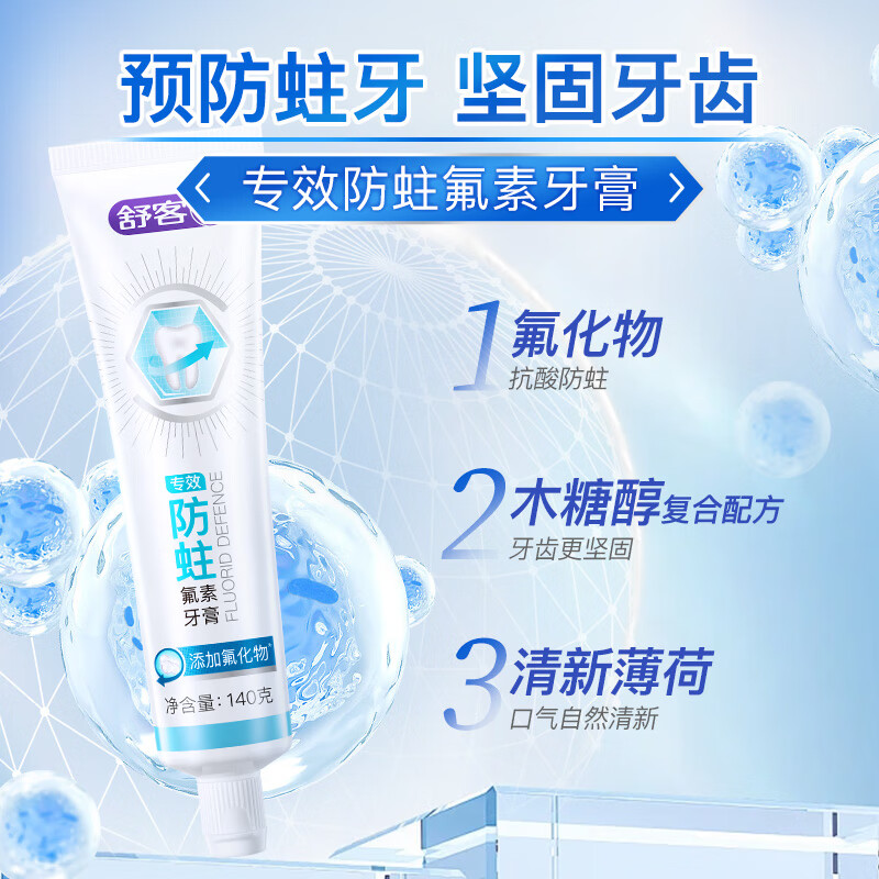 舒客专效防蛀氟素牙膏140g*3高清大图