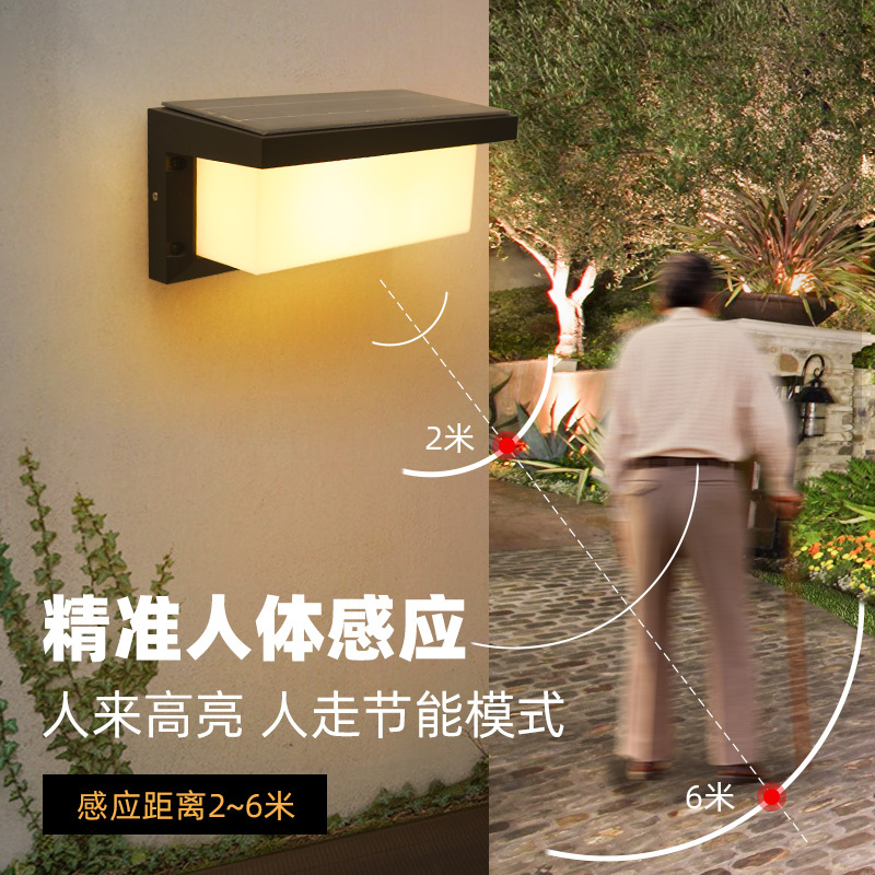 姿灯 太阳能灯户外壁灯室外防水人体感应灯led景观庭院灯轮廓灯投光灯家用花园壁灯