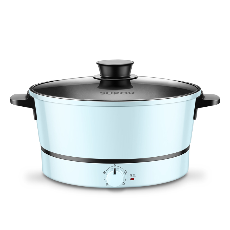 电火锅锅宿舍学生锅多功能电煮锅电炒锅炒菜家用一体电热锅天空蓝
