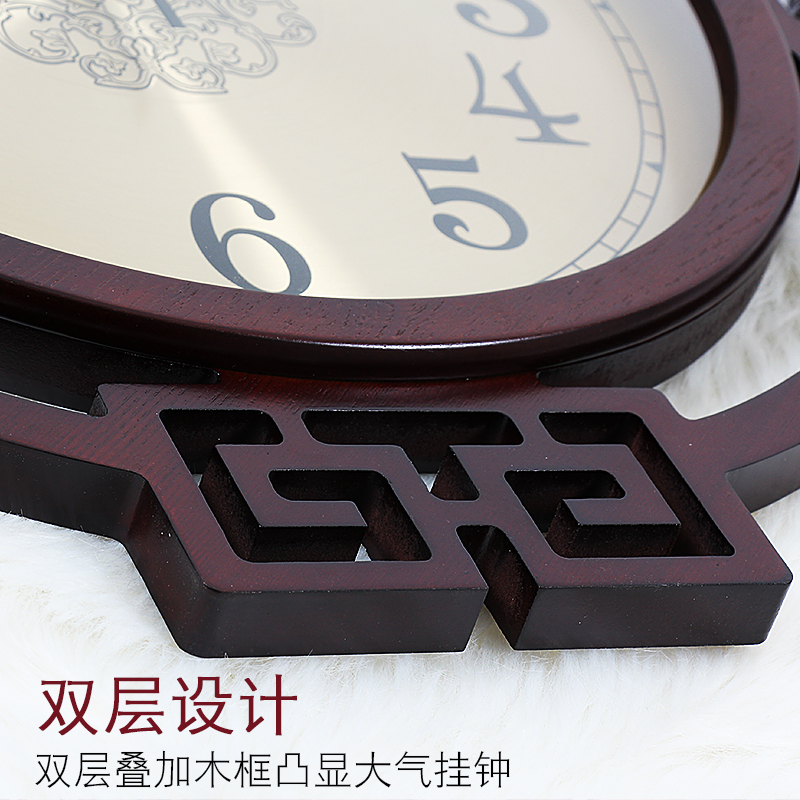 新中式挂钟客厅 时尚中国风纳丽雅创意钟表家用大气装饰木质 HJ小号8597-竹子 机芯手动对时配送吊坠 20英寸以上