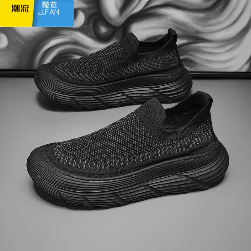 聚范[飞织一脚蹬男鞋]夏季舒适透气面料不臭脚 增高不累脚 懒人鞋高清大图
