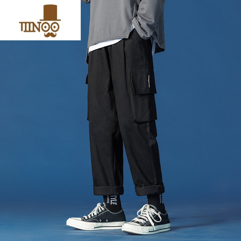 yanxu工装裤男夏季宽松直筒潮牌痞帅大码长裤美式高街机能阔腿休闲