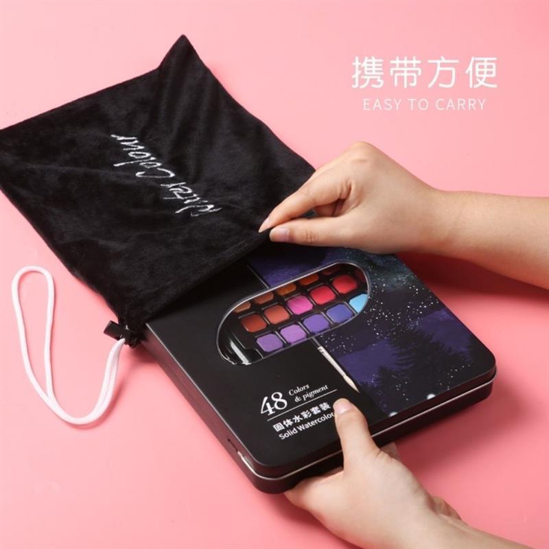 固体水彩颜料初学者美术绘画工具套装便捷水粉饼分装
