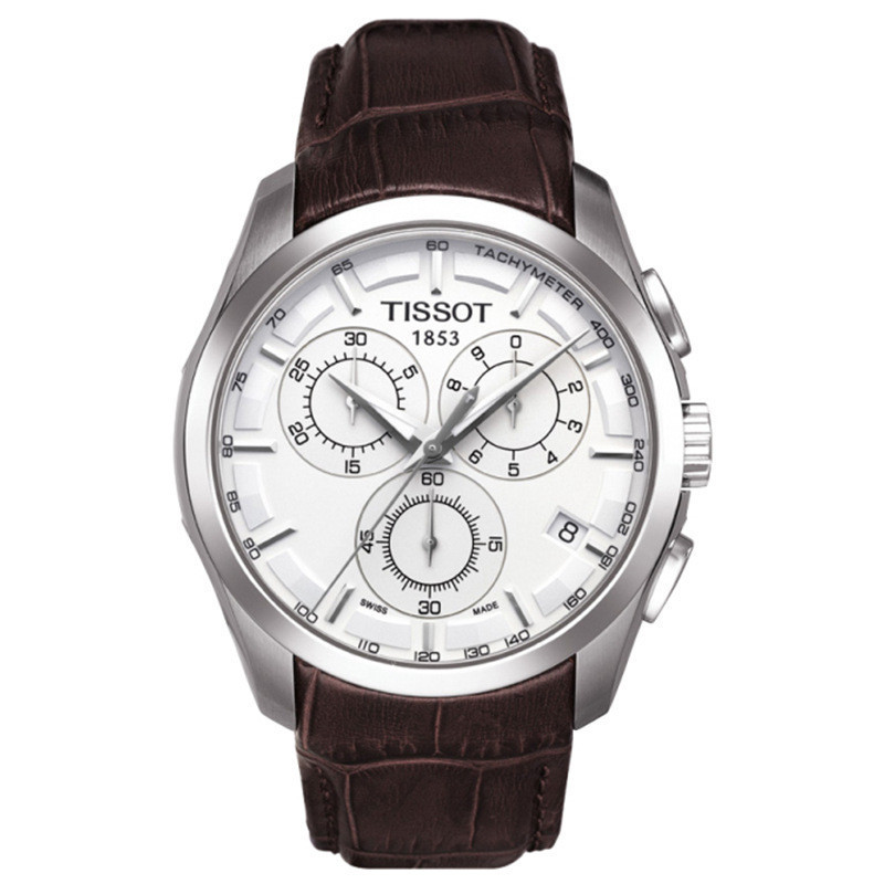 天梭(TISSOT)库图系列皮革表带石英表 男士手表T035.617.16.031.00